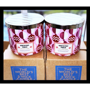 Lot of 2 Bath & Body Works North Pole Punch Large 3-Wick Scented Candle 14.5oz